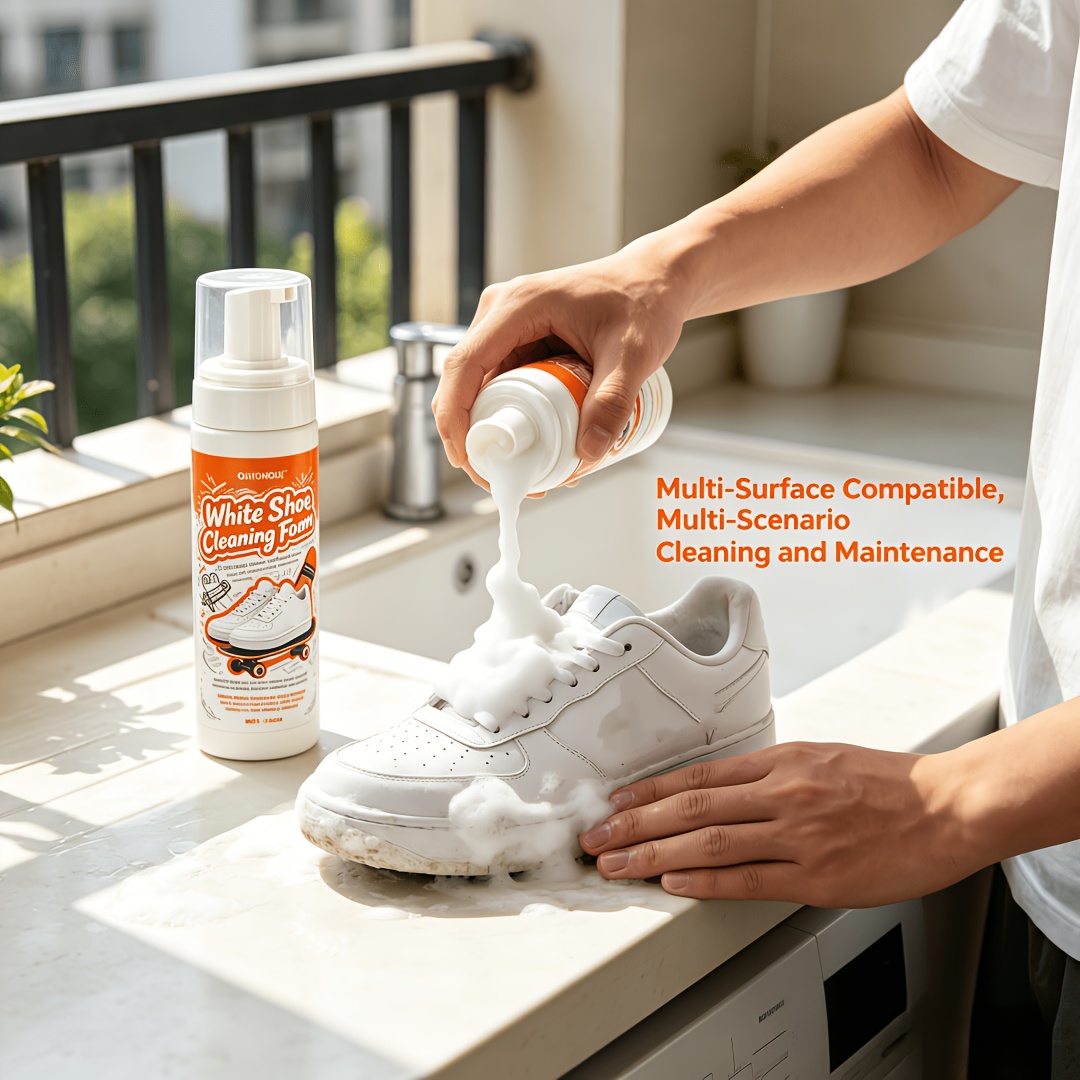 Sneakers Care - منظف أحذية أبيض محمول بدون شطف،